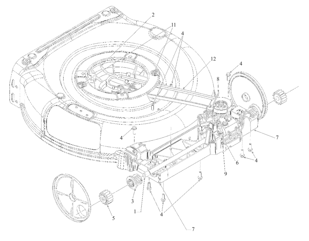 Drive Diagram and Parts List for 12AVU2V3752 2022 Yard Machines Lawn Mower